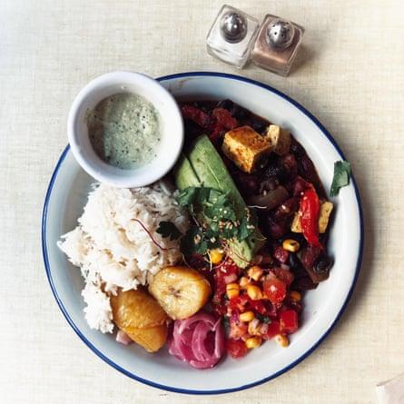 Vegan African food in a Paris cafe.
